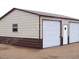 Boxed Eave Roof Style Fully Enclosed Garage Two Tone